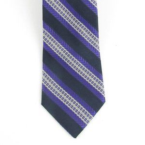 Paul Fredrick Purple & Black Striped silk tie 59" long